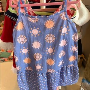 Cat & Jack Lavender Tank Dress with Pink Suns and Orange Dots